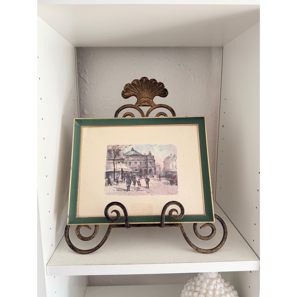 Green and Gold Vintage Frame with Paris Street Scene Print